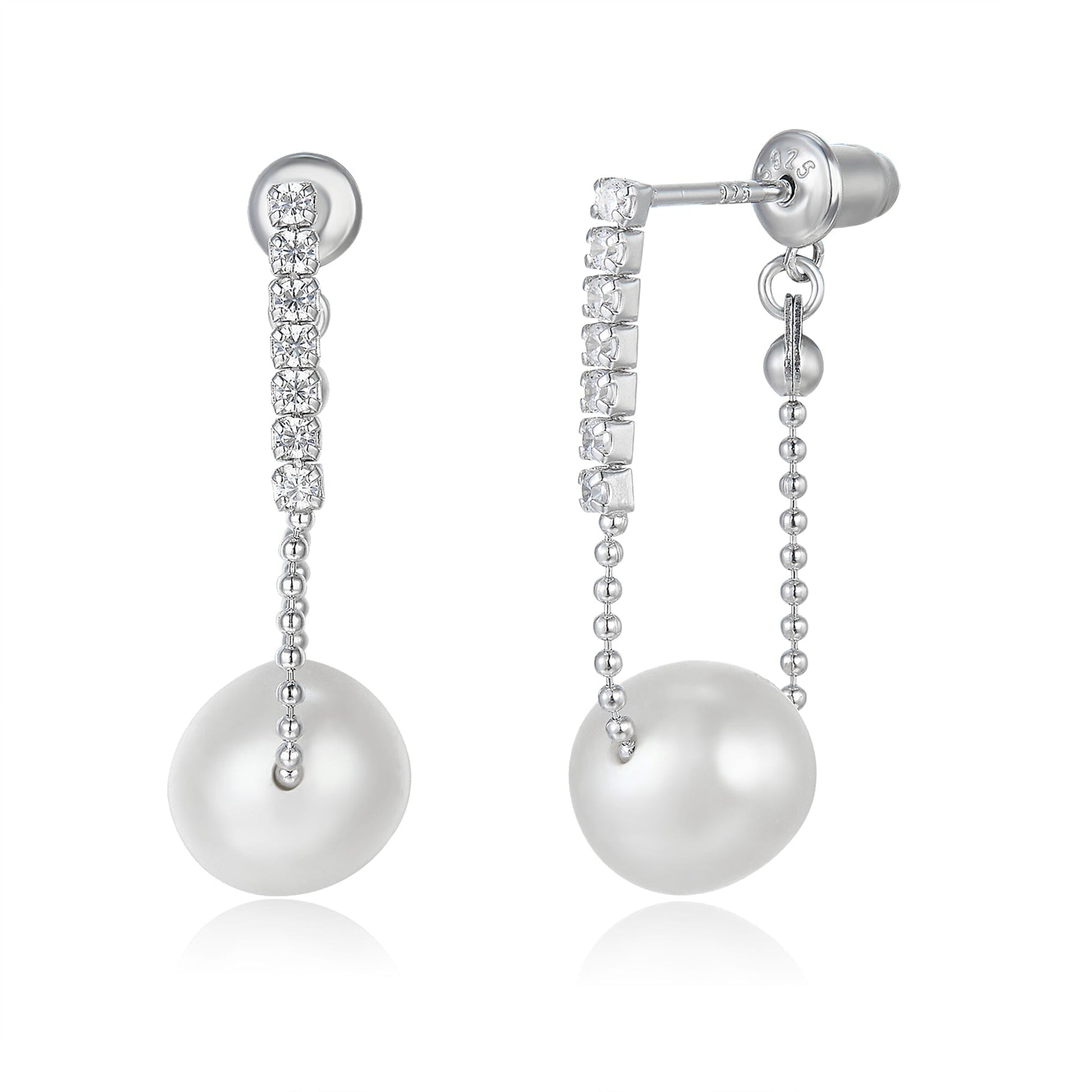 Ohrringe Ohrringe mit Süßwasserperle Kette hängend Schöner-SD