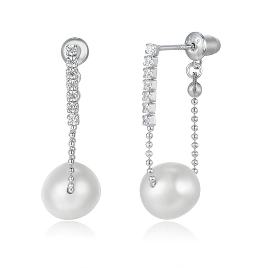 Ohrringe Ohrringe mit Süßwasserperle Kette hängend Schöner-SD