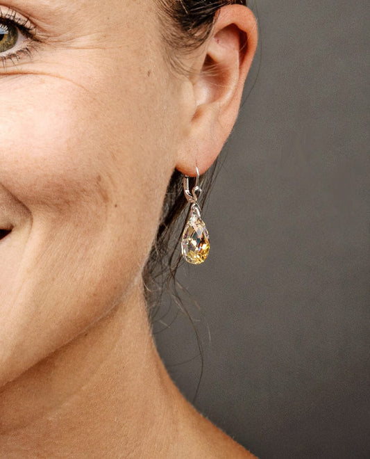 Ohrringe Ohrhänger kleine Tropfen 16mm 925 Silber, Farbwahl Schöner-SD