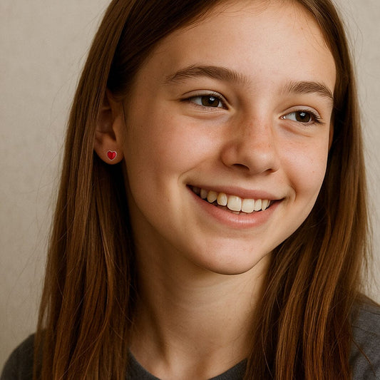 Ohrringe Schöner-SD Kleine Herz Ohrstecker rot 925 Silber Schöner-SD