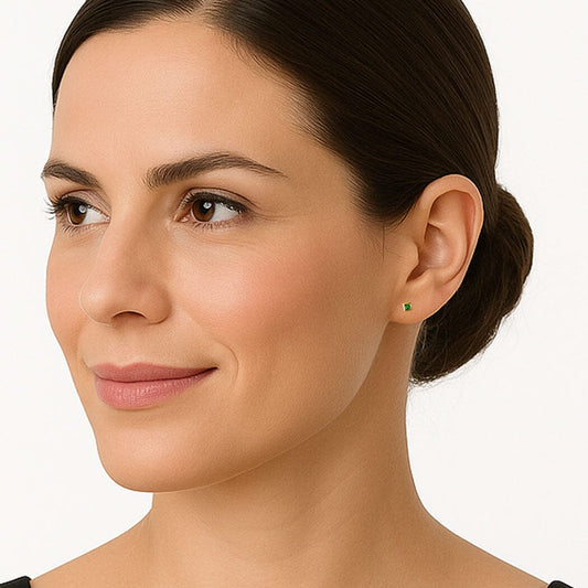 Ohrringe Mini Ohrstecker Zirkonia eckig 3mm 925 Silber vergoldet Schöner-SD