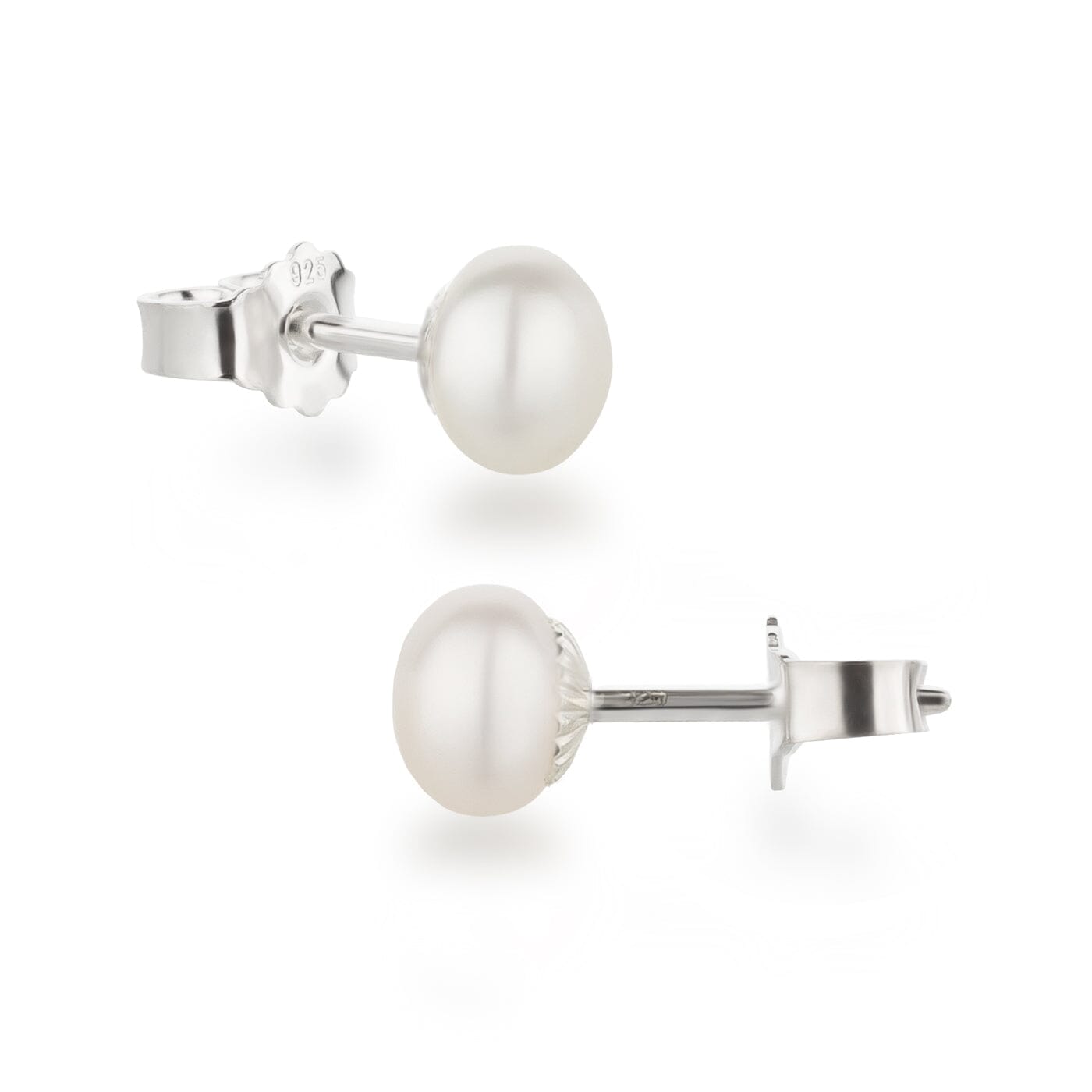Ohrringe 7 mm Perlen Ohrstecker 925 Silber mit Süßwasserperlen in AAAA-Qualität Schöner-SD