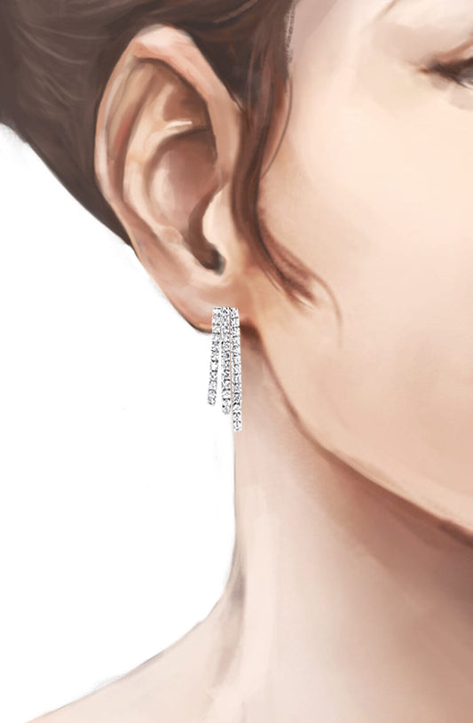 Ohrringe Strass Ohrringe 3-reihig hängend 925 Silber Schöner-SD