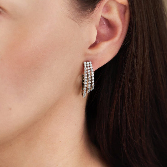 Ohrringe Strass Ohrringe 3-reihig hängend 925 Silber Schöner-SD