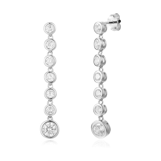 Ohrringe Ohrringe mit 6 Zirkonia lang Stecker 925 Silber Schöner-SD