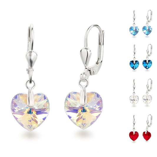 Ohrringe Ohrhänger mit kleinem Herz Kristall 925 Silber Schöner-SD