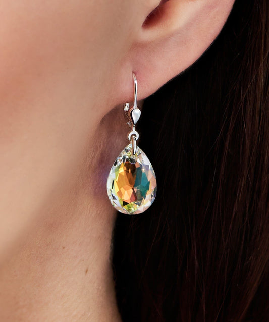 Ohrringe Damen Ohrringe mit Kristall Tropfen 925 Silber, Farbwahl Schöner-SD