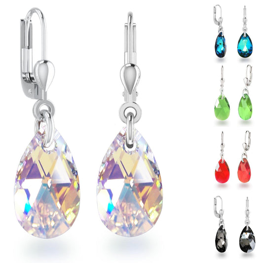 Ohrringe Ohrhänger kleine Tropfen 16mm 925 Silber, Farbwahl Schöner-SD