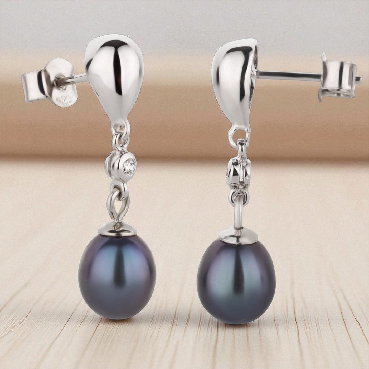Ohrringe Ohrhänger glänzende Stecker 925 Silber mit Süßwasserperlen Schöner-SD