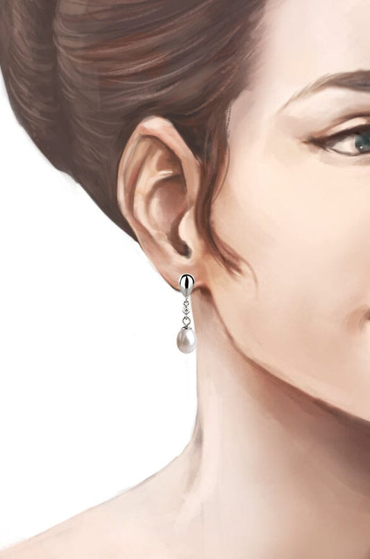 Ohrringe Ohrhänger glänzende Stecker 925 Silber mit Süßwasserperlen Schöner-SD