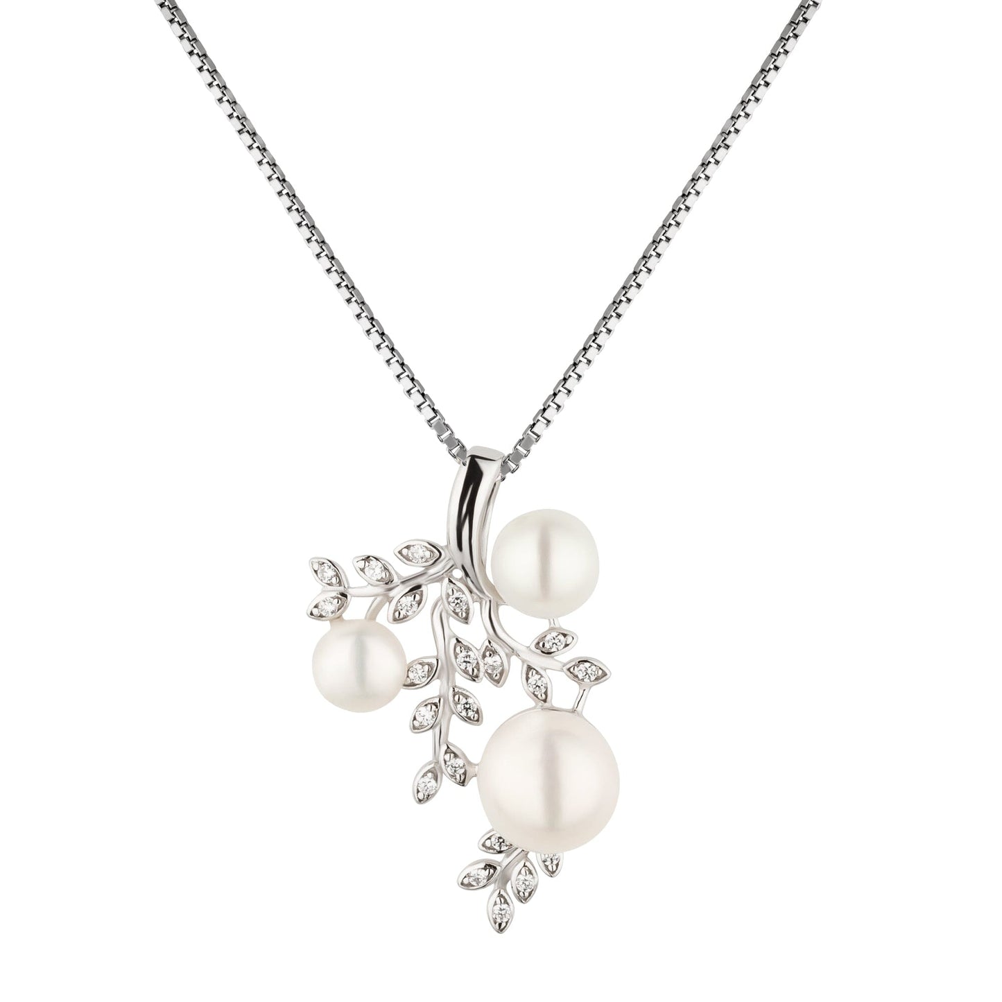 Kette mit Anhänger Perlenanhänger-Kette 925 Silber mit Süßwasserperlen und Zirkonia Schöner-SD