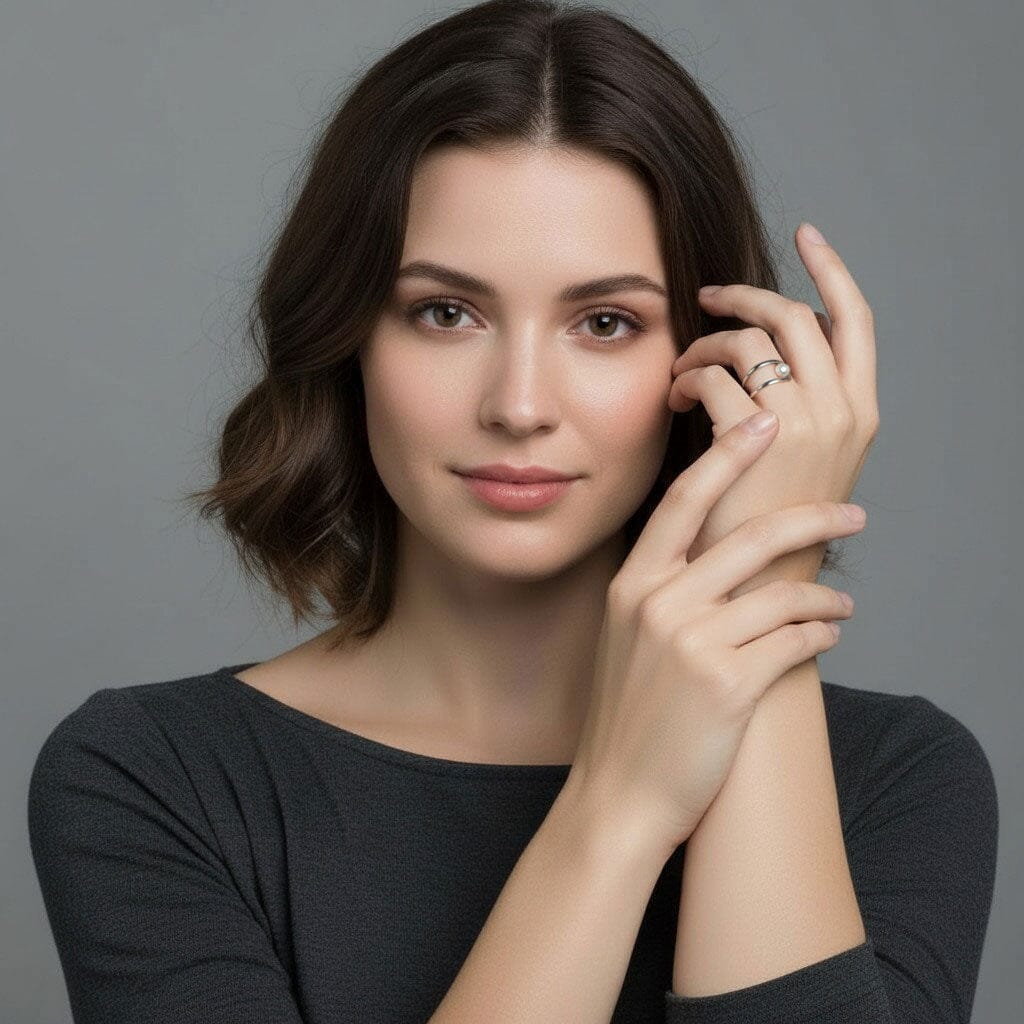 Ring Perlenring 925 Silber mit schwebender Perle Schöner-SD