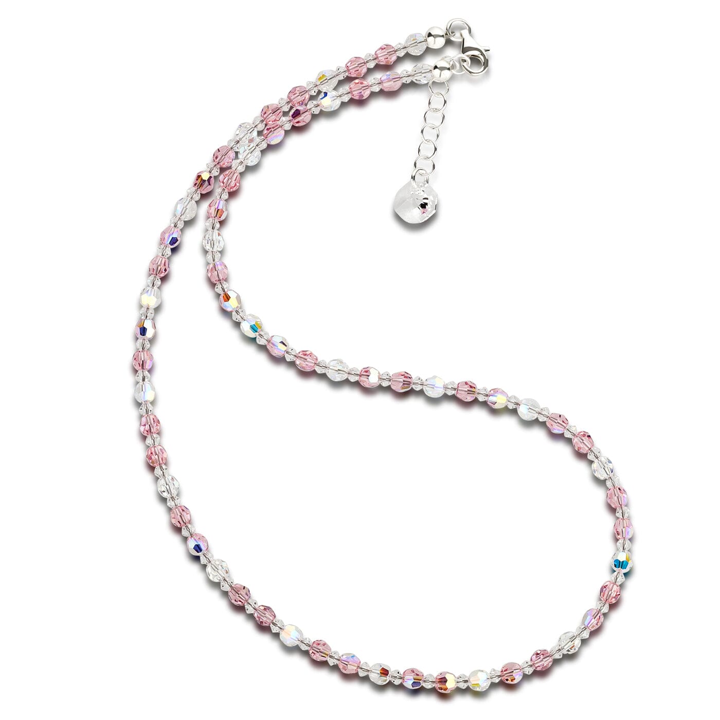 Halskette 40 cm Halskette Kristallperlen Collier 4mm Perlen Farbwahl Schöner-SD Light Rose - rosa Perlen