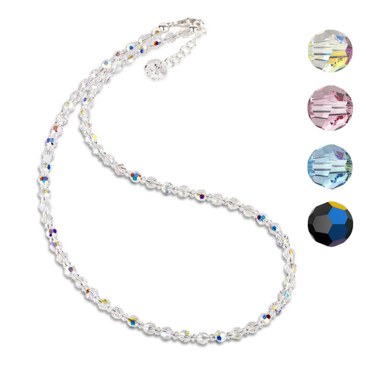 Halskette Halskette Kristallperlen Collier 4mm Perlen Farbwahl Schöner-SD