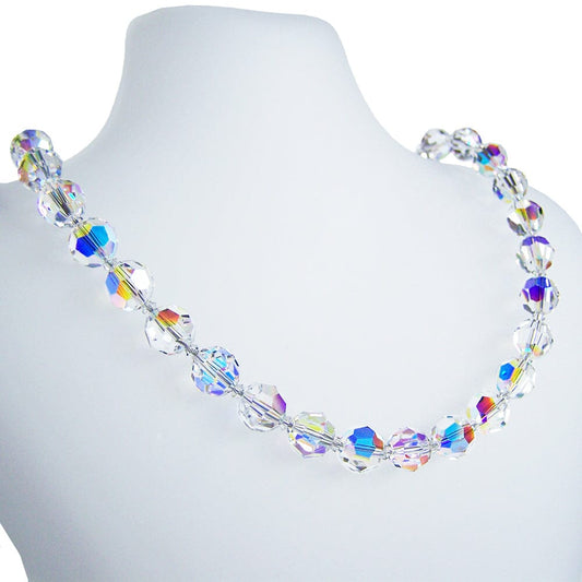 Halskette Funkelnde Halskette 8 mm Kristallperlen mit Aurora Boreale Effekt Schöner-SD