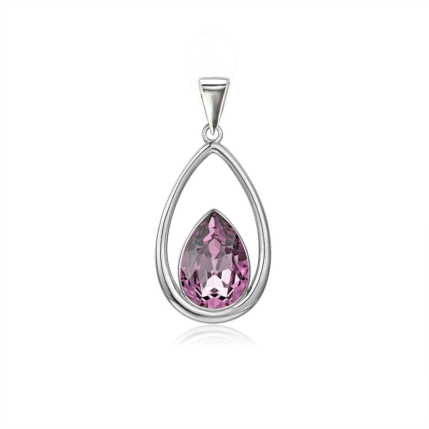 Anhänger Amethyst - lila Tropfenanhänger aus Echtsilber mit farbigem Kristall Schöner-SD