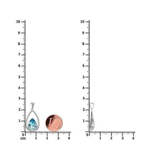 Anhänger Tropfenanhänger aus Echtsilber mit farbigem Kristall Schöner-SD