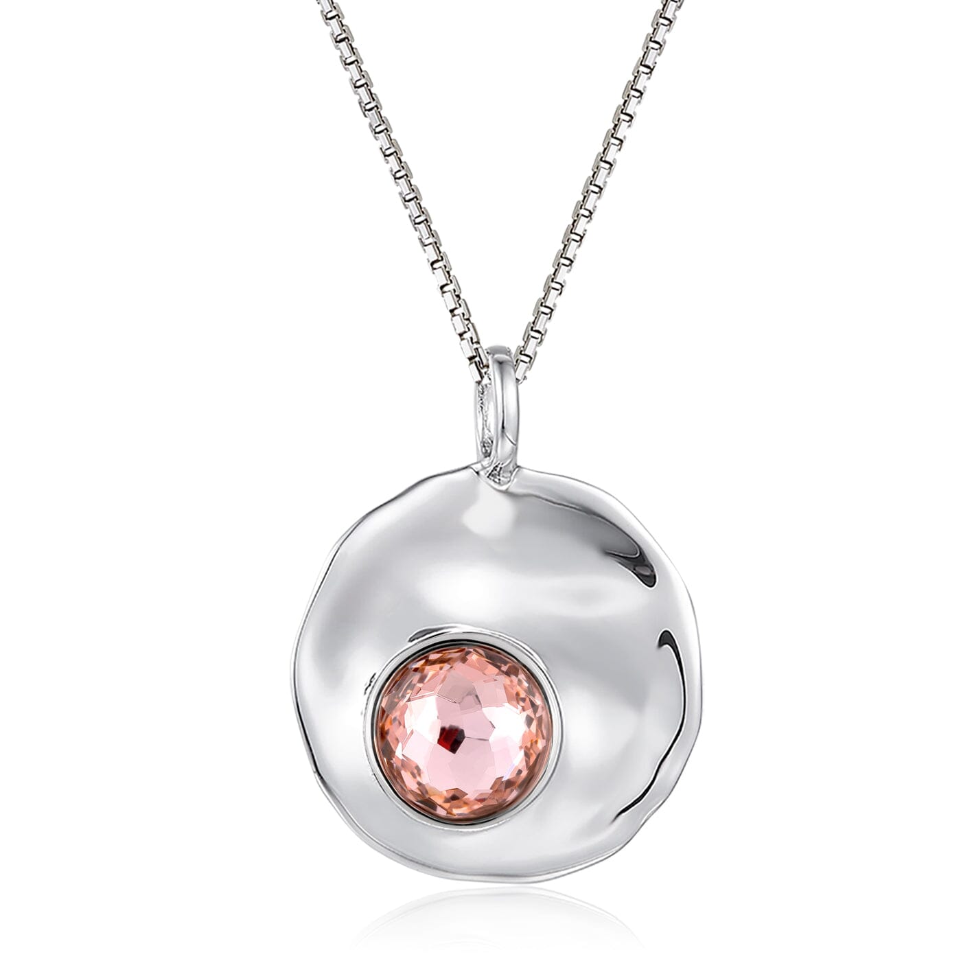 Kette mit Anhänger Vintage Rose - rosa Silber 925 Anhänger rund gewölbt Scheibe mit Kristall Schöner-SD