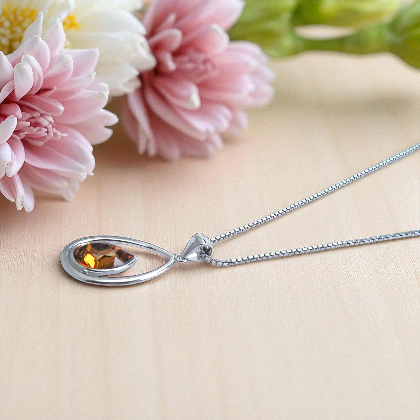 Anhänger Tropfen Kette mit Anhänger Kristalltropfen 925 Silber Farbwahl Schöner-SD