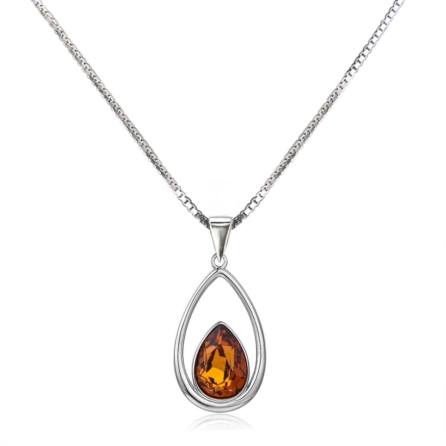 Anhänger Amber Tropfen Kette mit Anhänger Kristalltropfen 925 Silber Farbwahl Schöner-SD