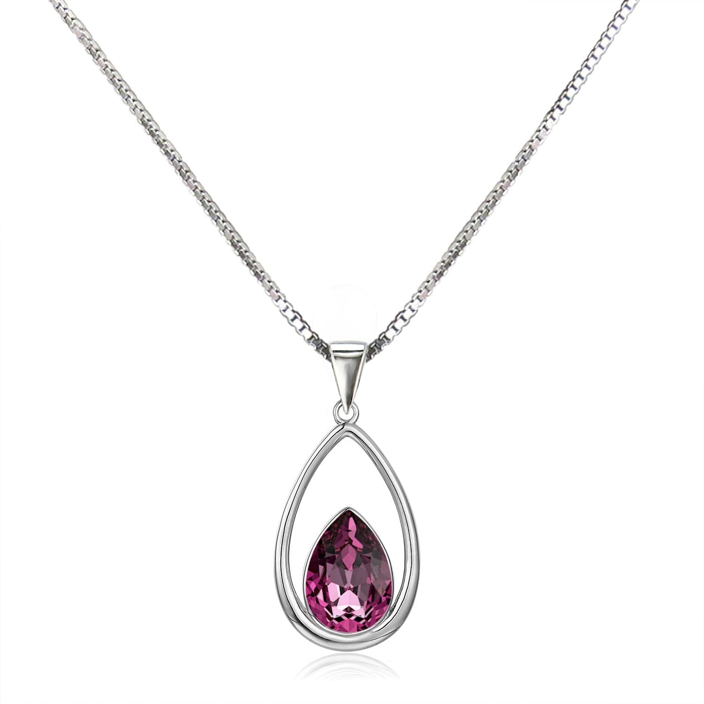 Anhänger Dark Rose Tropfen Kette mit Anhänger Kristalltropfen 925 Silber Farbwahl Schöner-SD