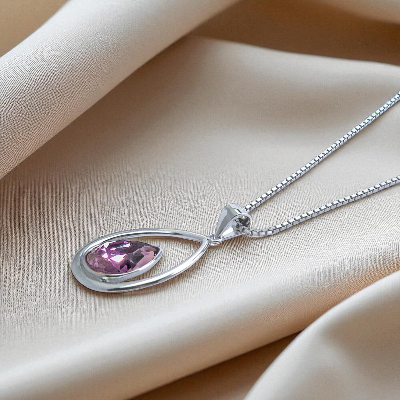 Anhänger Tropfen Kette mit Anhänger Kristalltropfen 925 Silber Farbwahl Schöner-SD