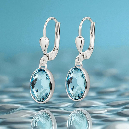 Ohrringe Hängeohrringe 925 Silber und hellblauer Kristall Schöner-SD