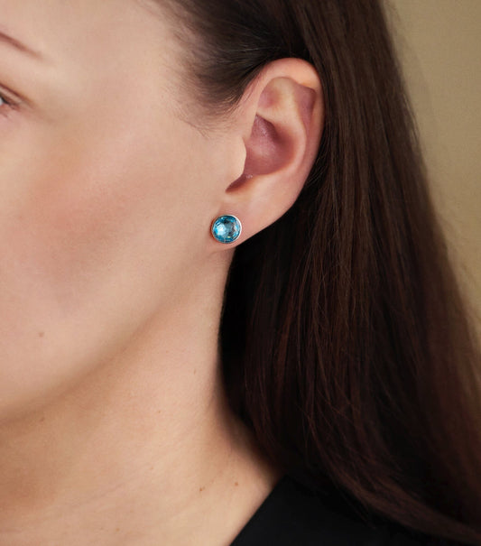 Ohrringe Ohrstecker Kristall Stein rund 8mm 925 Silber Farbwahl Schöner-SD