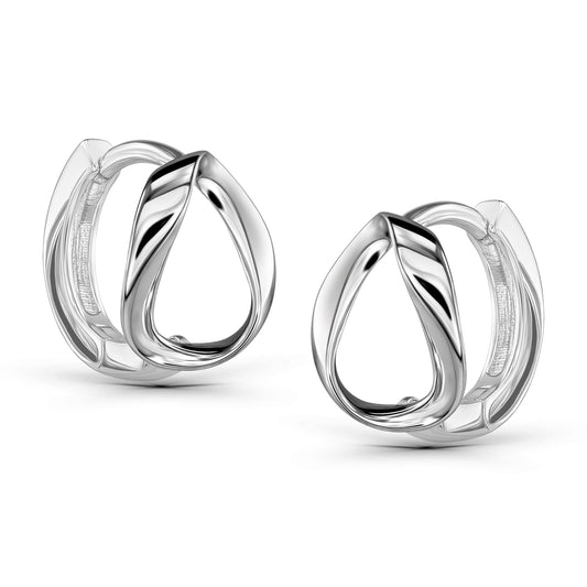 Kleine Creolen aus 925 Silber im glänzenden Kringel Design seitliche Ansicht