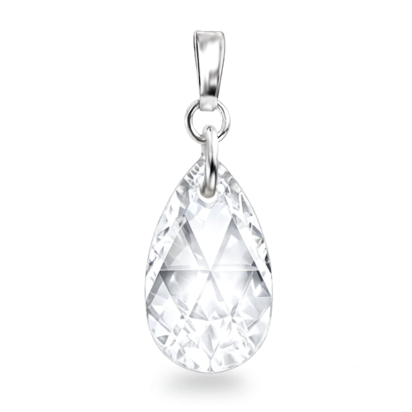 Anhänger Silver glasklar crystal Pear-shaped Tropfen Kristall 22mm mit 925 Silber Öse von Schöner-SD
