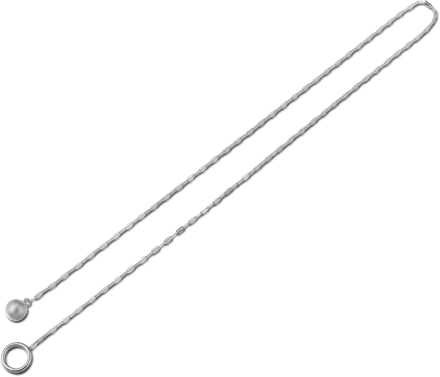 Schöner-SD Y-Kette 925 Silber-Kette Lassokette mit Ring und Kugel Anhänger
