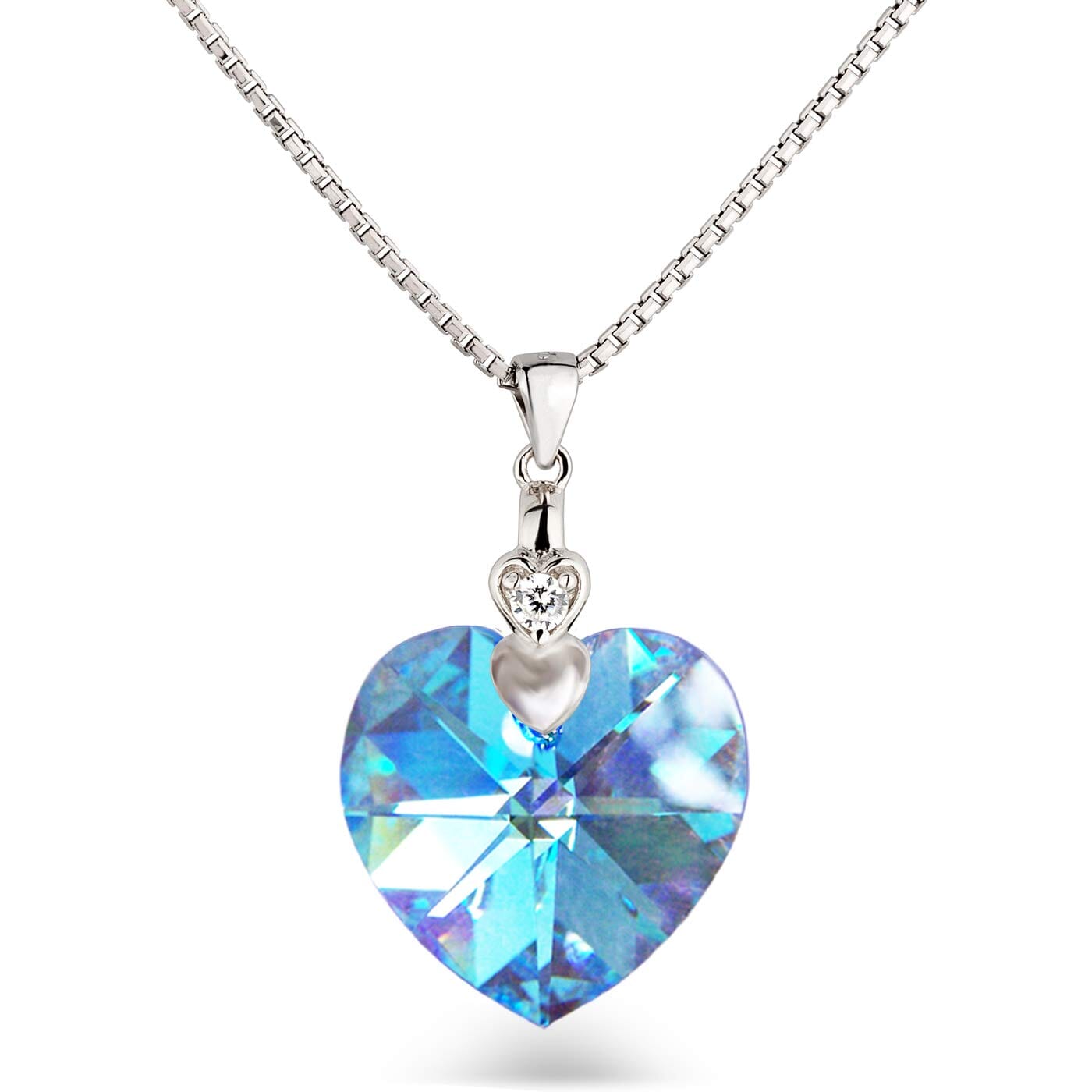 Schöner-SD Damen Kette Herz 925 Silber Marken-Kristall Herzanhänger