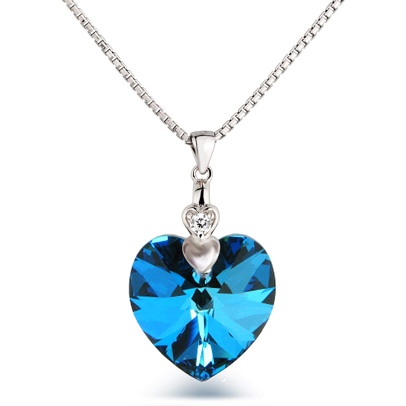 Schöner-SD Damen Kette Herz 925 Silber Marken-Kristall Herzanhänger