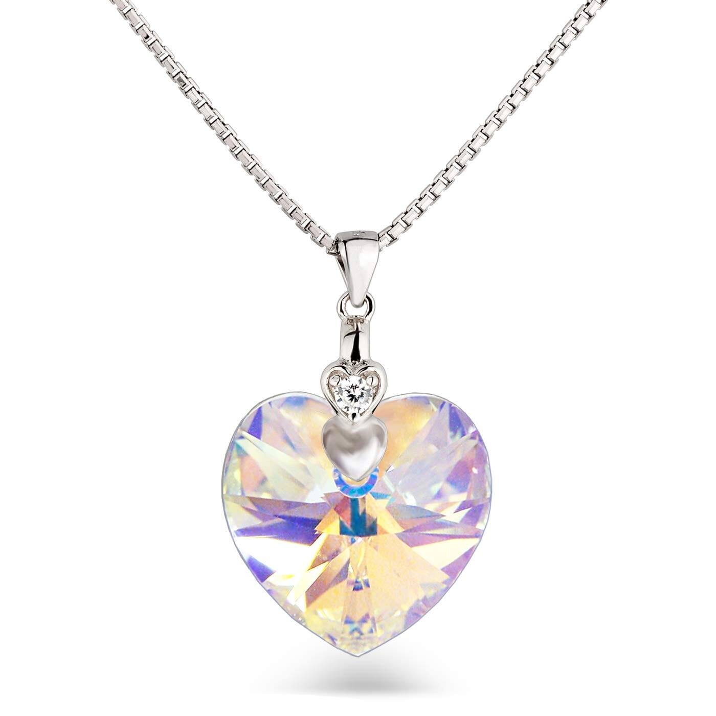 Schöner-SD Damen Kette Herz 925 Silber Marken-Kristall Herzanhänger