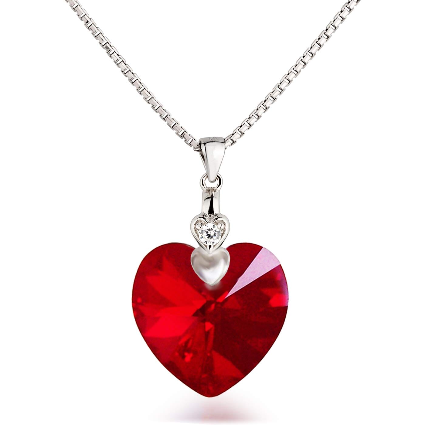 Schöner-SD Damen Kette Herz 925 Silber Marken-Kristall Herzanhänger