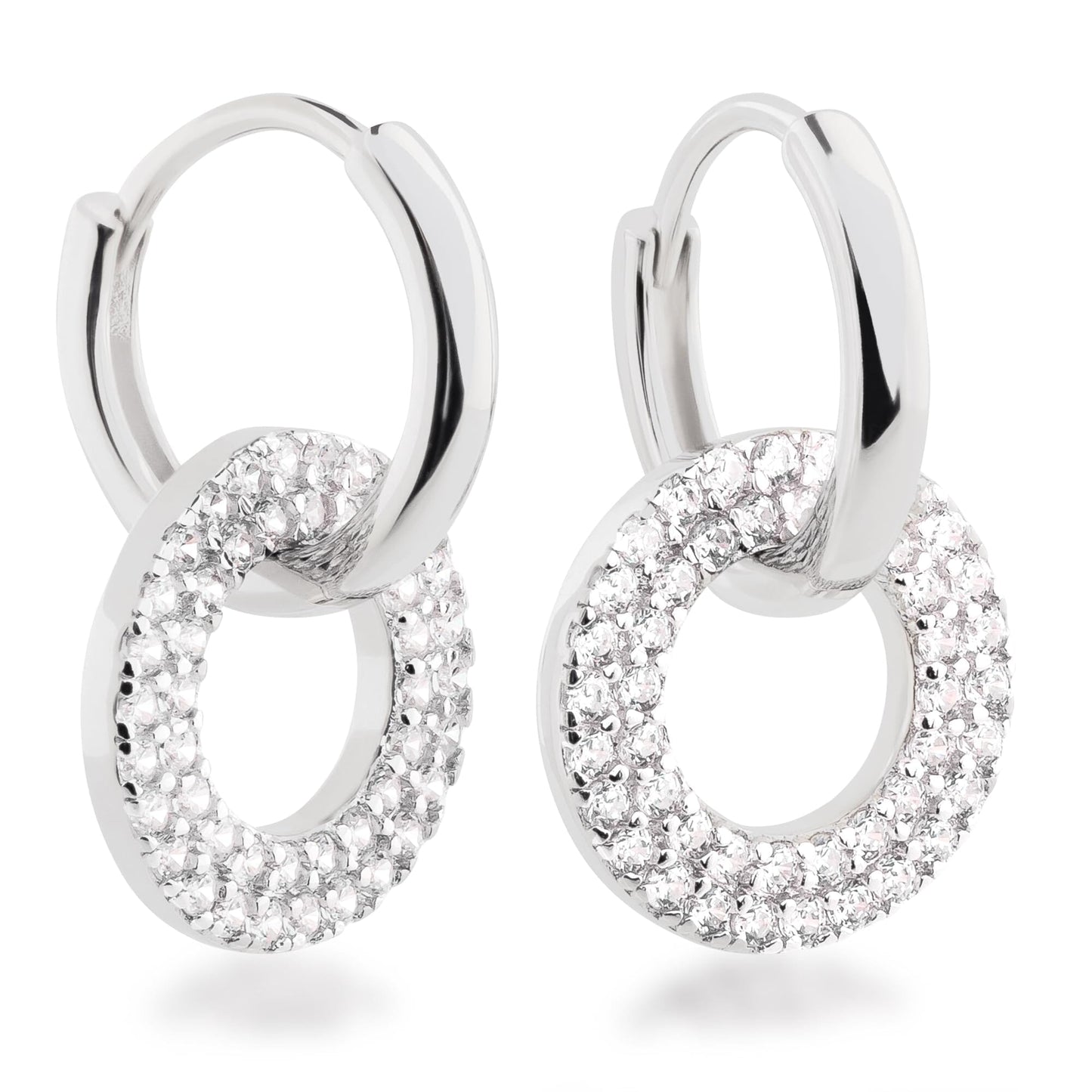 Schöner-SD Creolen Einhänger Disc Scheibe Anhänger rund 925 Silber Rhodium
