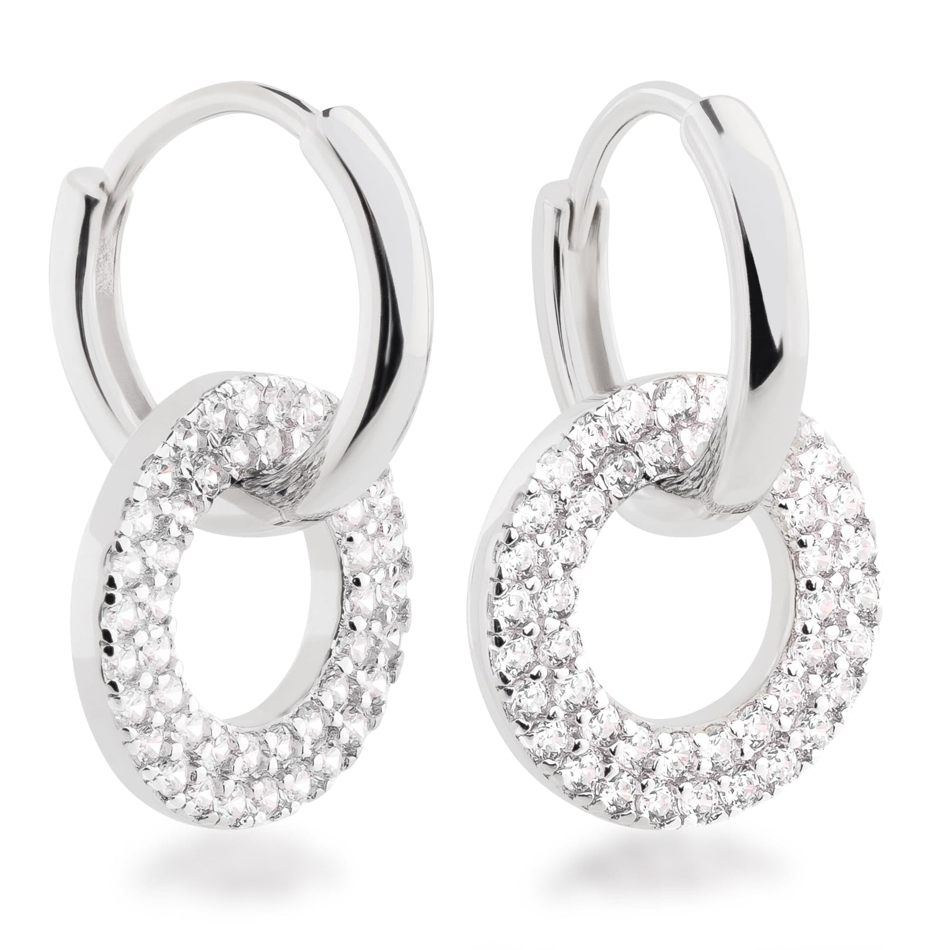 Schöner-SD Creolen Einhänger Disc Scheibe Anhänger rund 925 Silber Rhodium