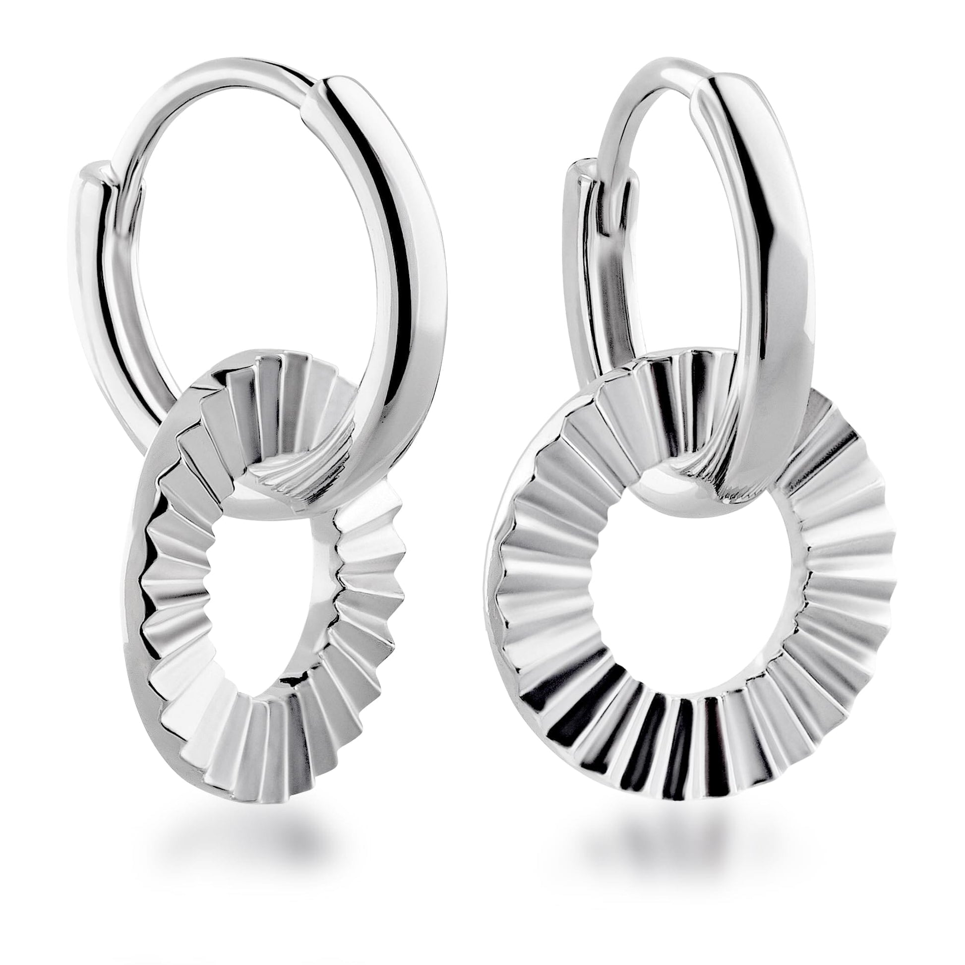 Schöner-SD Creolen Einhänger Disc Scheibe Anhänger rund 925 Silber Rhodium