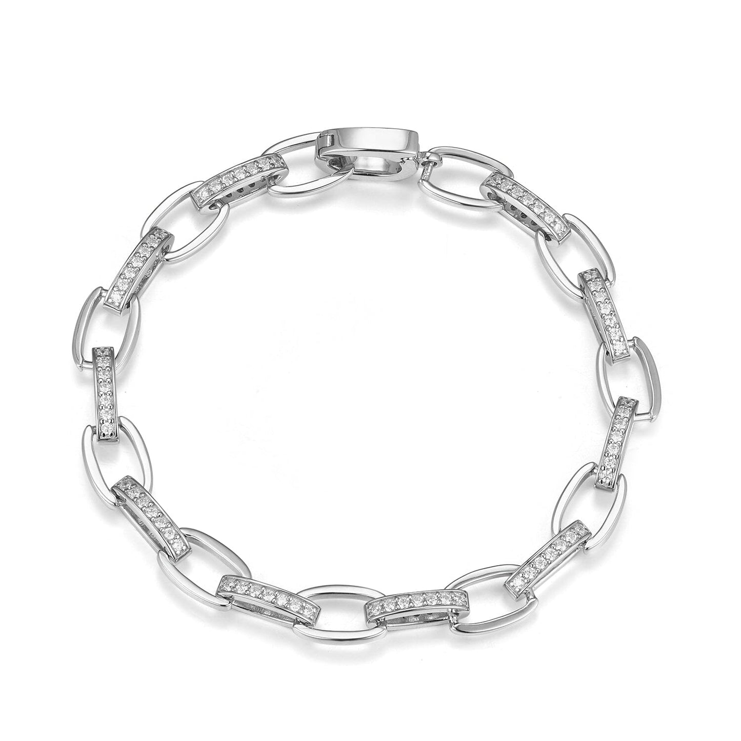 Armband 17 cm Gliederarmband 925 Silber mit Zirkonia Schöner-SD 