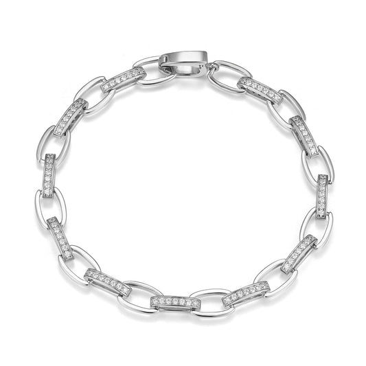 Armband 19 cm Gliederarmband 925 Silber mit Zirkonia Schöner-SD 