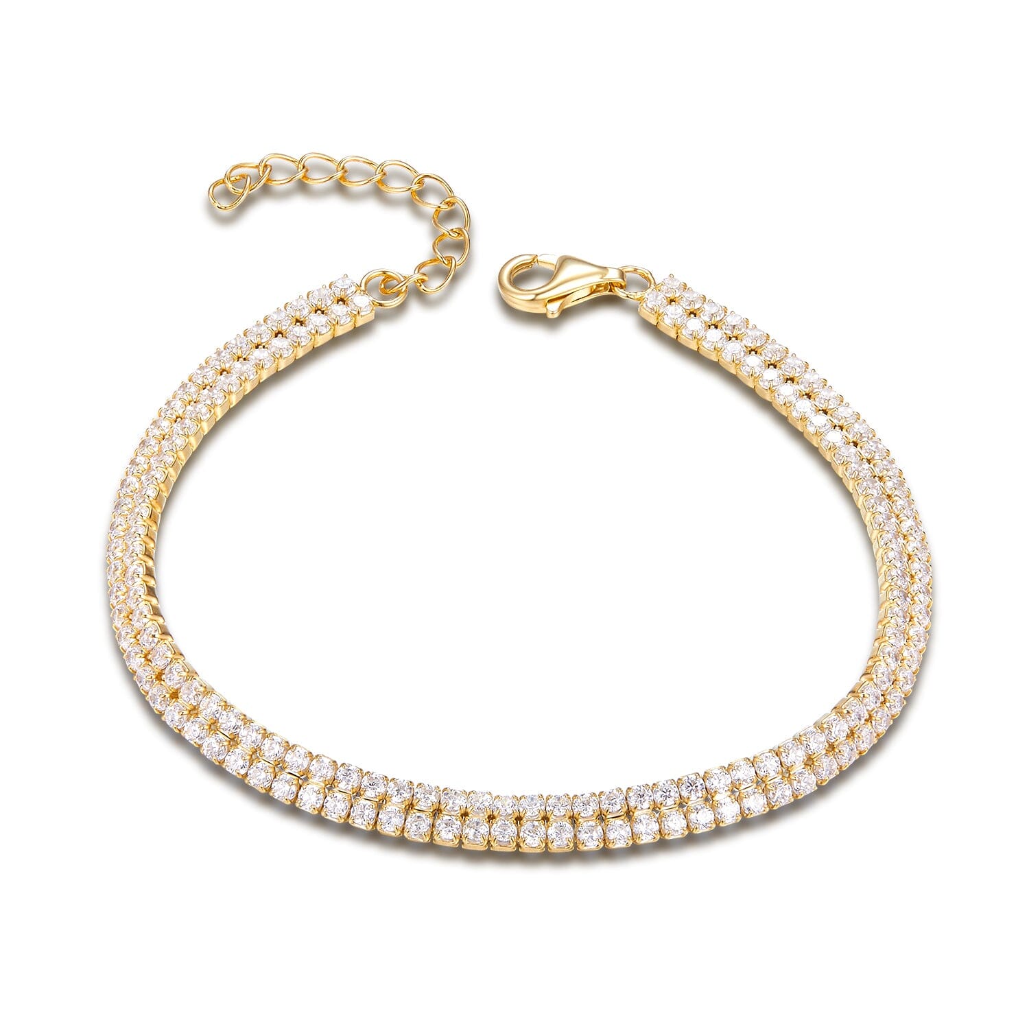 Armband Zirkonia Armband Tennisarmband gold 4 mm Silber vergoldet Schöner-SD 