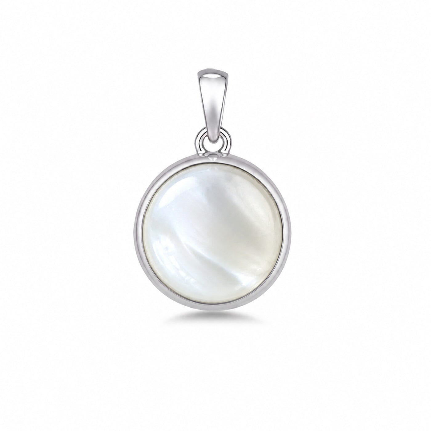 Anhänger Perlmutt Anhänger weiß 925 Silber 10 mm Cabochon Schöner-SD 