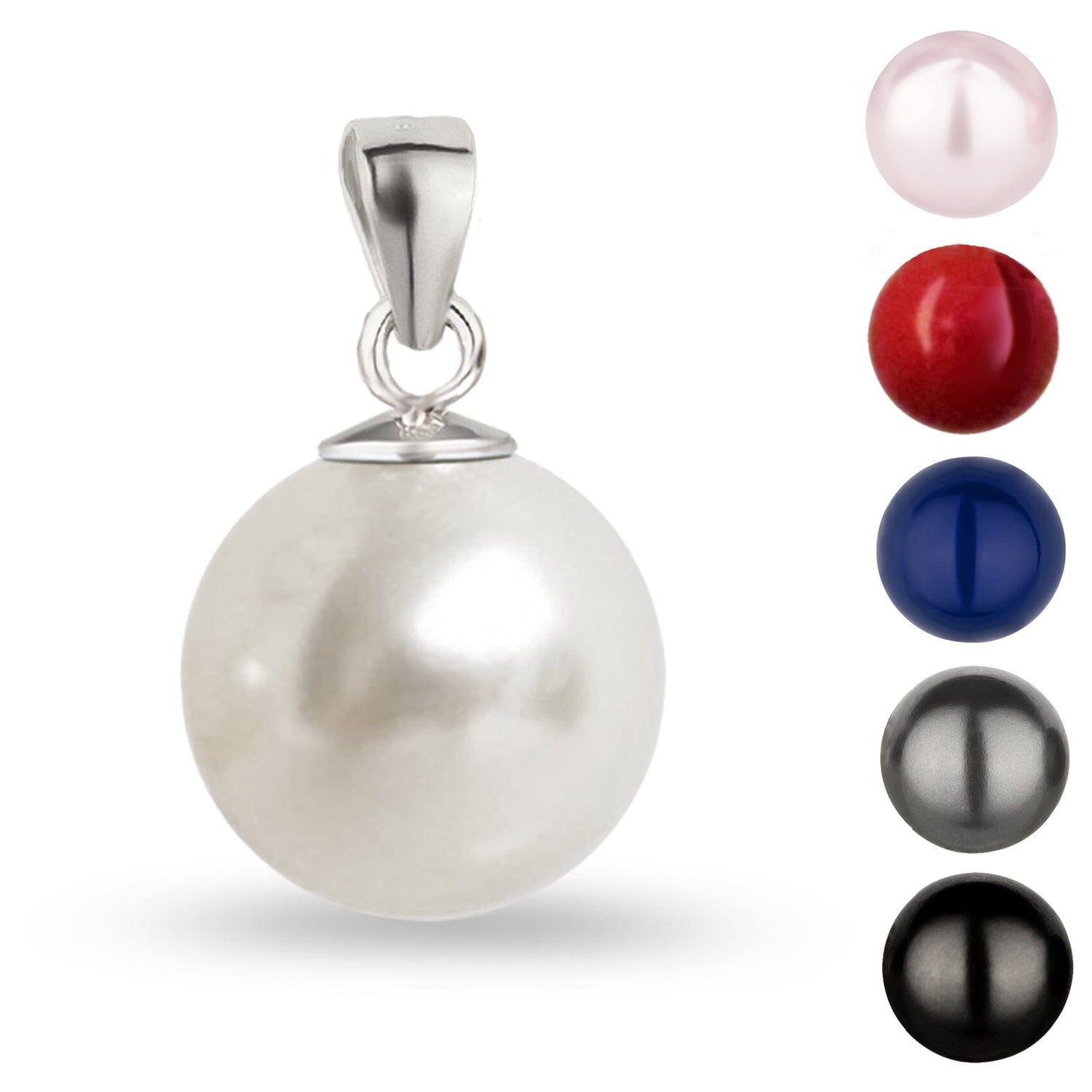 Anhänger Perlen-Anhänger rund 10mm 12mm 925 Silber Farbwahl Schöner-SD 