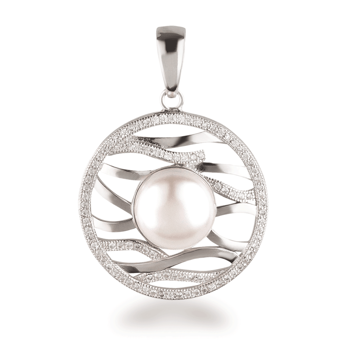 Anhänger Perlenanhänger rund 25 mm groß 925 Silber mit Zirkonia Schöner-SD 