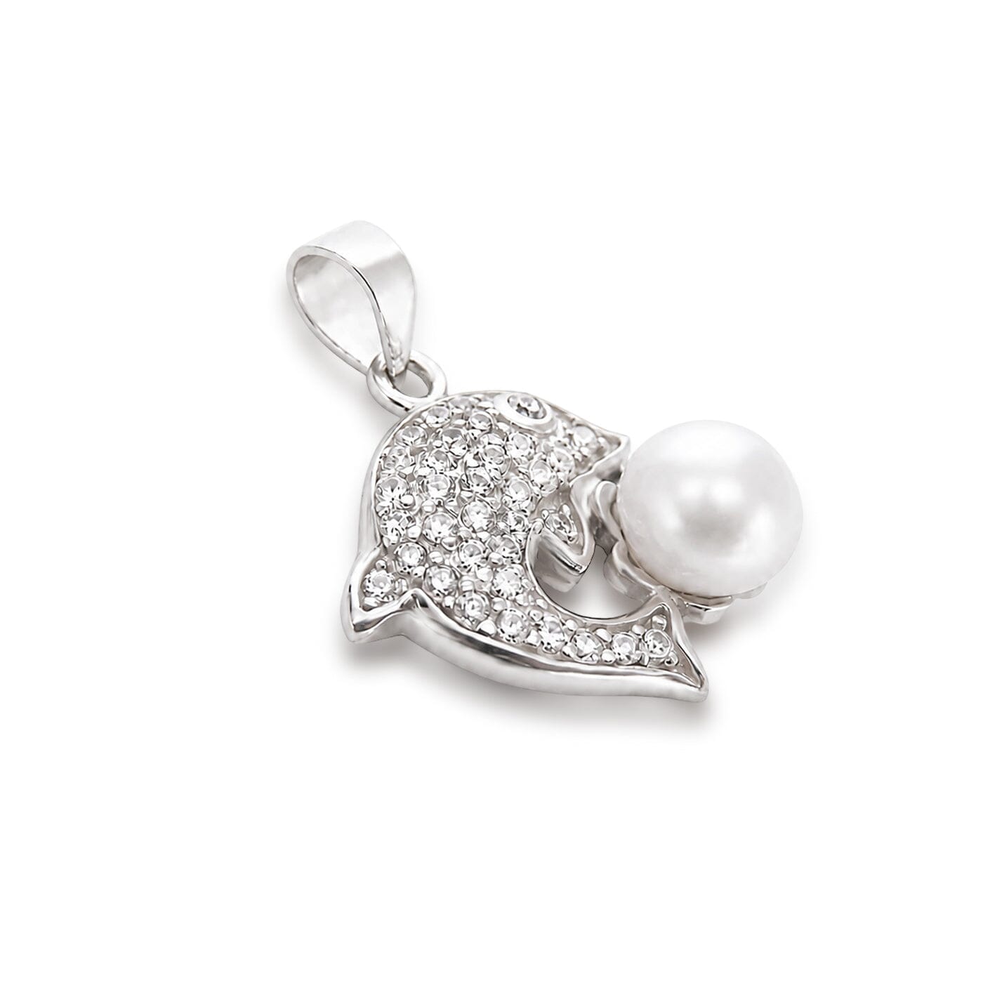 Anhänger Delfin-Anhänger 925 Silber mit Zuchtperle & Zirkonia Schöner-SD 