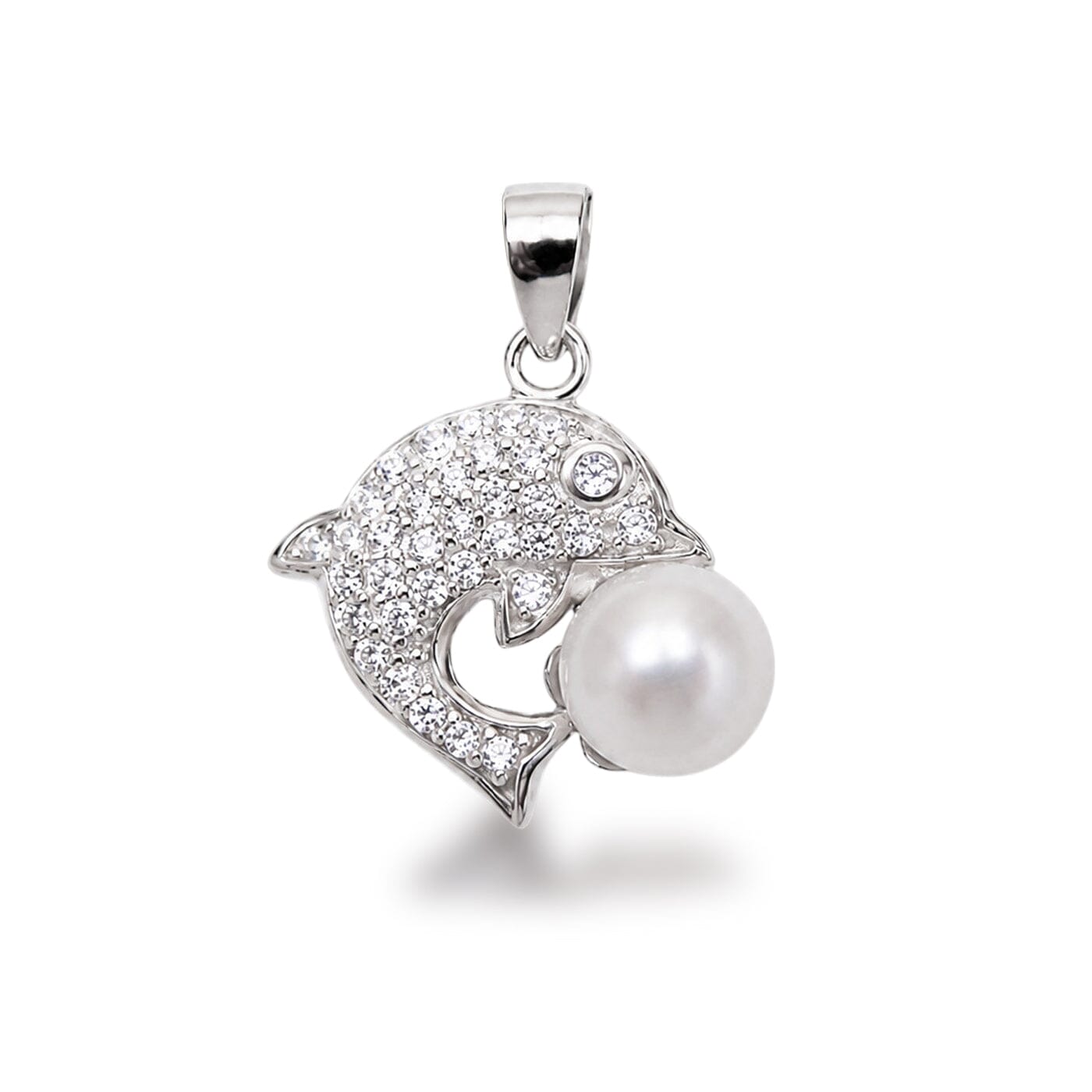 Anhänger Delfin-Anhänger 925 Silber mit Zuchtperle & Zirkonia Schöner-SD 