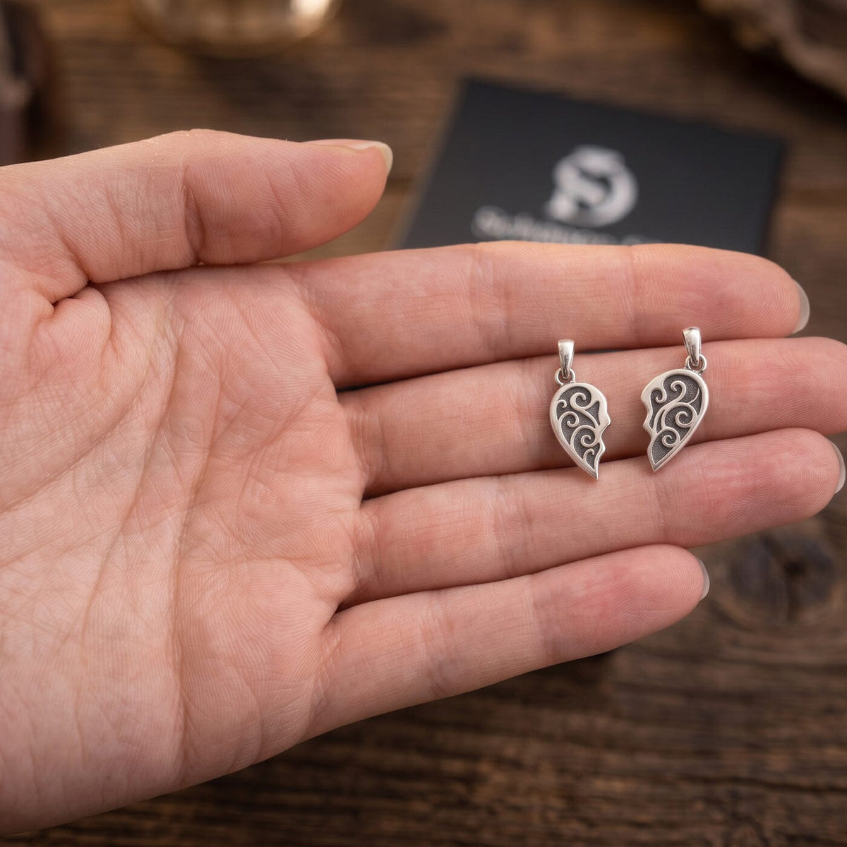 Anhänger Partner-Herzanhänger 925 Silber (2-teilig) Schöner-SD 