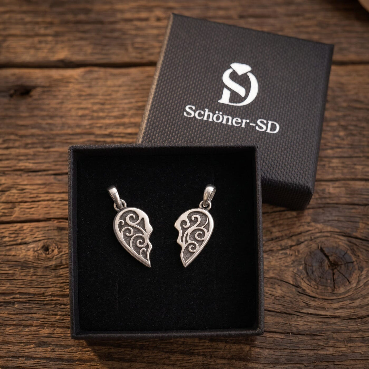 Anhänger Partner-Herzanhänger 925 Silber (2-teilig) Schöner-SD 
