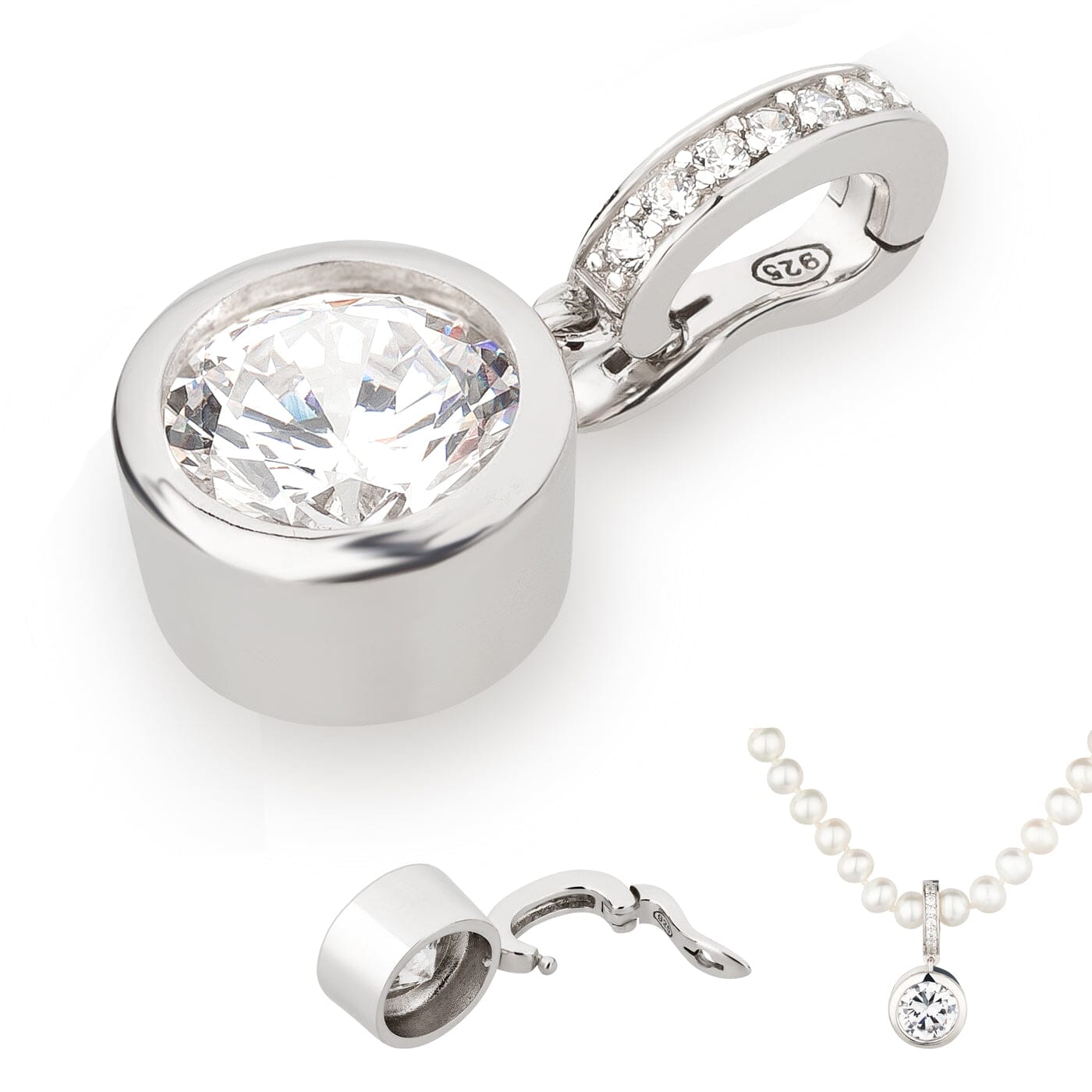 Anhänger Ketten-Einhänger 11mm Solitär Zirkonia 925 Silber Schöner-SD 