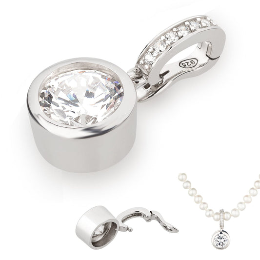 Anhänger Ketten-Einhänger 11mm Solitär Zirkonia 925 Silber Schöner-SD 